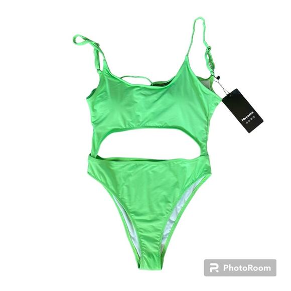 Meyeeka Bathingsuit Womens Size Small Neon Sexy Monokini One Piece Summer NEW - Picture 2 of 7